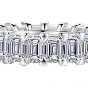 Gorgeous Eternity Band - 5 carat Mossinite fire Emerald cut classic